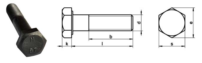 SA193 GR B7六角螺栓尺寸指标